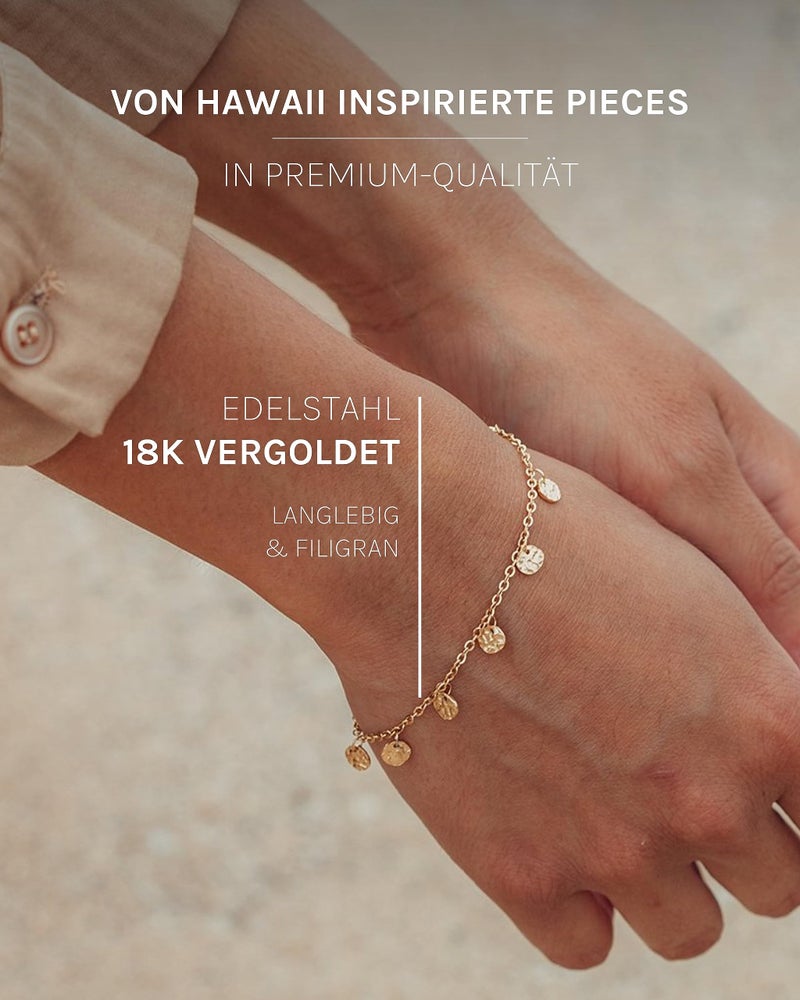 PureleiÂ® Malihini Coin Bracelet (18K Gold plated) â€“ Elegant, Playful Women's Bracelet with Discs â€“ â€“ Adjustable Length 6.3/6.89/7.48 inches â€“ Hawaiian-Inspired & Waterproof - Image 2